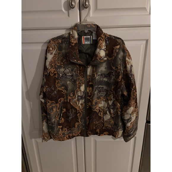 EVR Jackets & Blazers - EVR Silk Zebra Baroque Print Bomber Jacket Women's Large vntage L